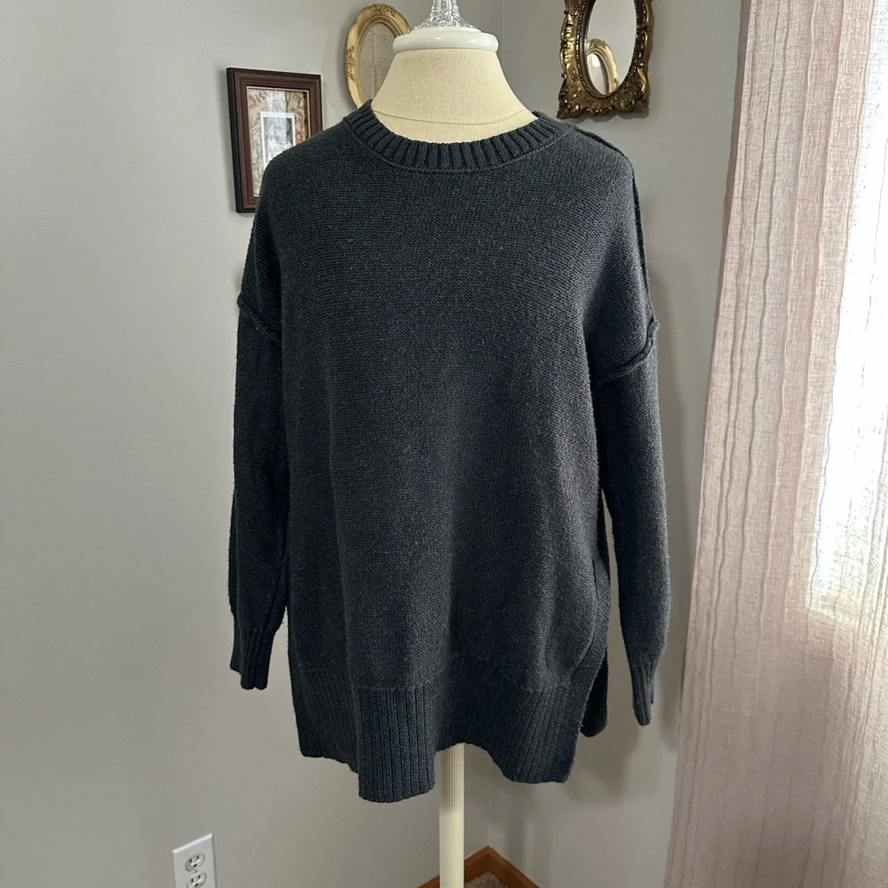 Aerie Oversized Crewneck Sweater in Charcoal - Picture 1 of 5